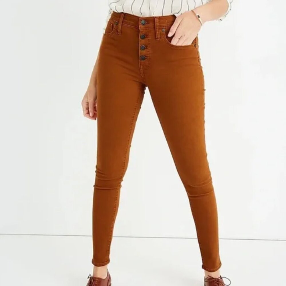 Madewell 9" Mid-Rise Skinny Jeans in Burnished Cedar